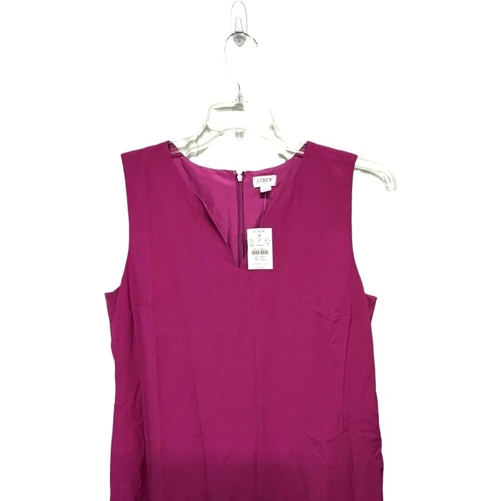 J. Crew Fuchsia Pink Slit Neck Sleeveless Mini Dress NWT Size 14 Business Casual